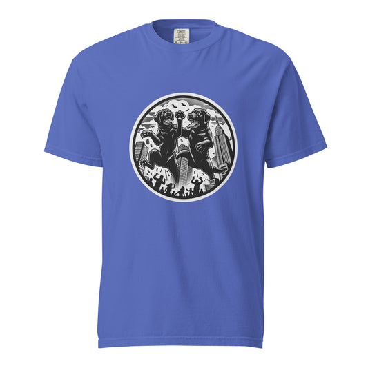 "Labbi Havoc!" - Schweres textilgefärbtes Unisex-T-Shirt - Flo Blue
