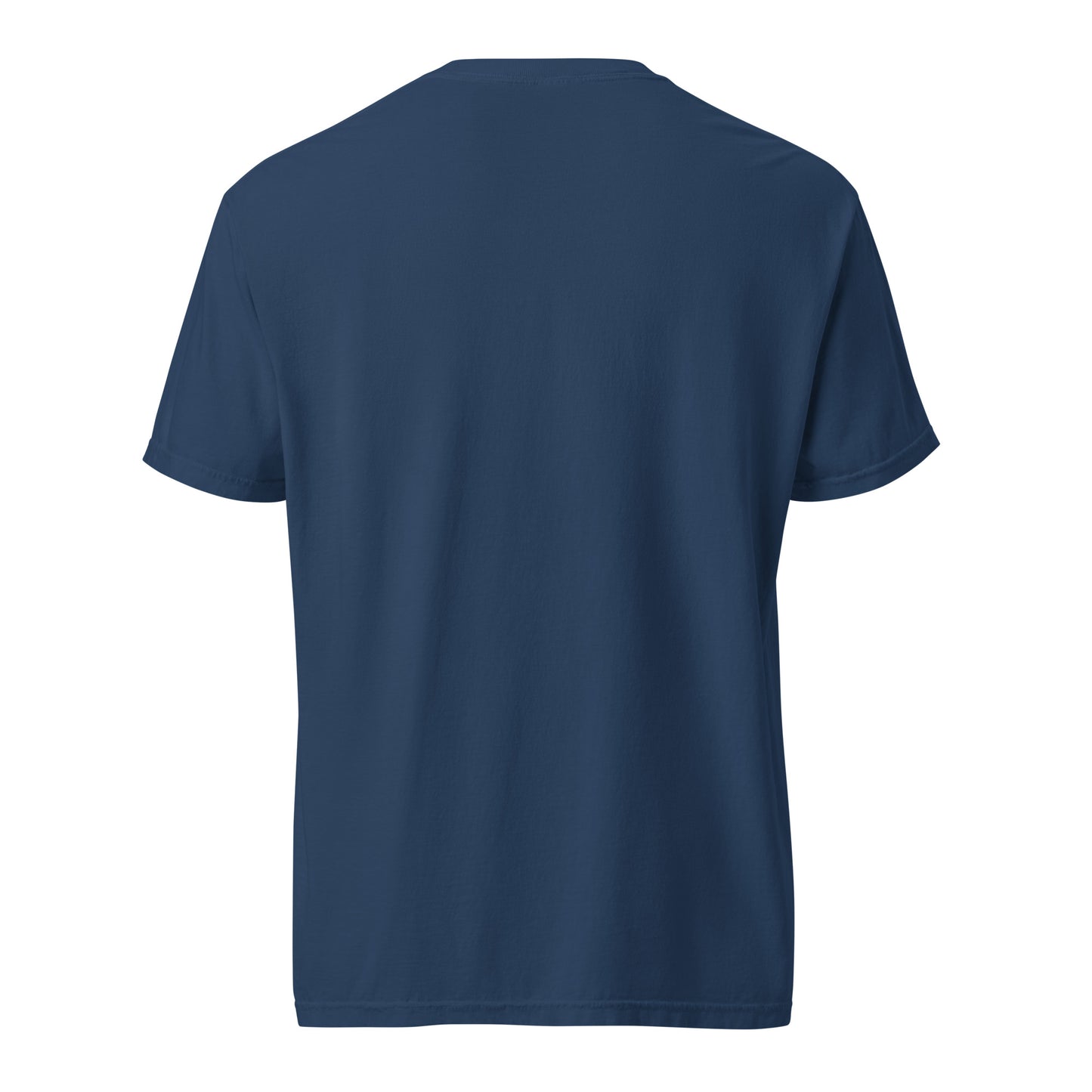 "Neon Dogs" #3 - Schweres textilgefärbtes Unisex-T-Shirt mit DTF-Foliendruck - Schwarz und Navy-Blau