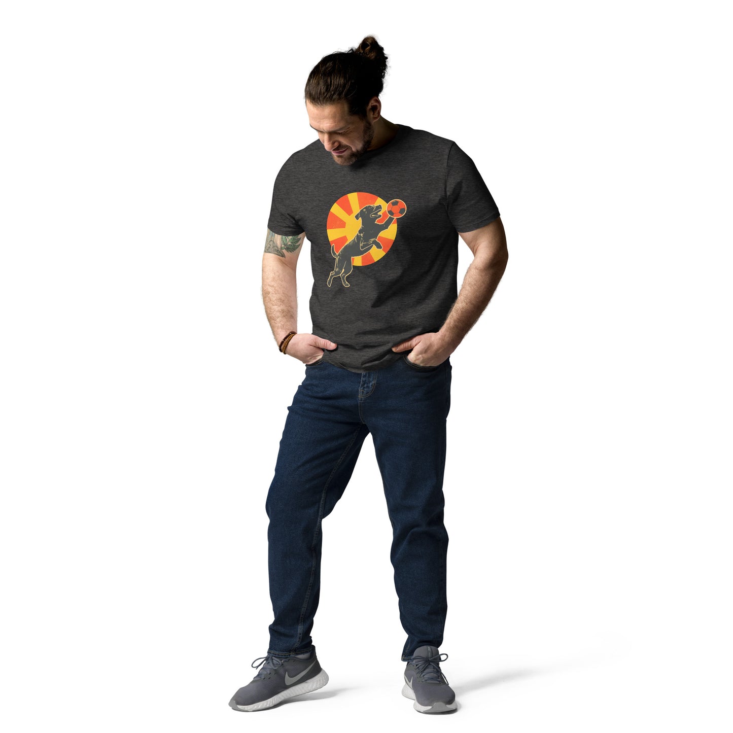 "Football-Labbi!" - Unisex-Bio-Baumwoll-T-Shirt - Dark Heather Grey