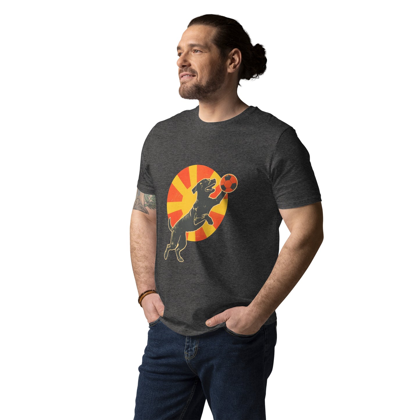 "Football-Labbi!" - Unisex-Bio-Baumwoll-T-Shirt - Dark Heather Grey