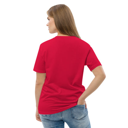 "Dino Disko!" - Unisex-Bio-Baumwoll-T-Shirt - Rot