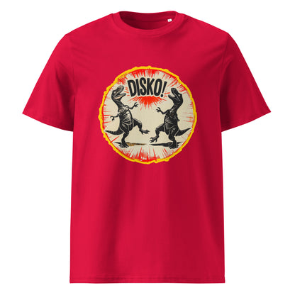 "Dino Disko!" - Unisex-Bio-Baumwoll-T-Shirt - Rot