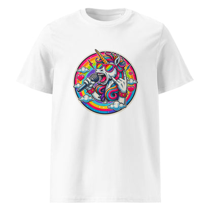 "Heavy-Metal-Unicorn!" - Unisex-Bio-Baumwoll-T-Shirt - Weiß