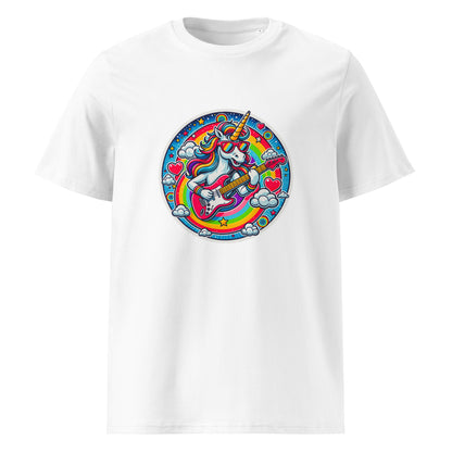 "E-Guitar-Unicorn!" - Unisex-Bio-Baumwoll-T-Shirt - Weiß