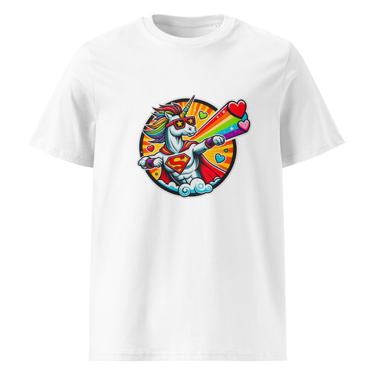 "Superhero-Unicorn!" #2 - Unisex-Bio-Baumwoll-T-Shirt - Weiß