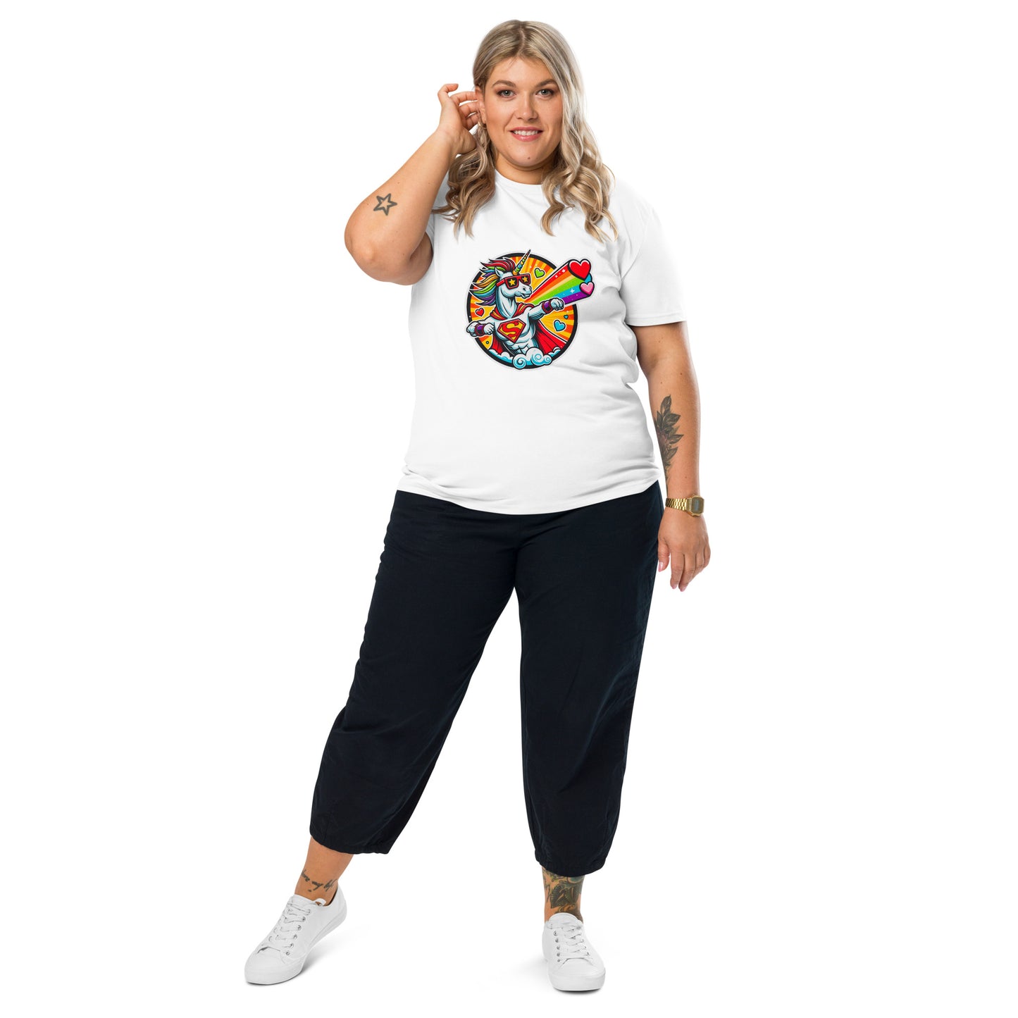 "Superhero-Unicorn!" #2 - Unisex-Bio-Baumwoll-T-Shirt - Weiß