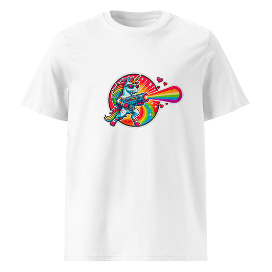 "Heart-blasting Unicorn" #2 - Unisex-Bio-Baumwoll-T-Shirt - Weiß