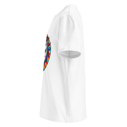"Saxophone-Unicorn" - Unisex-Bio-Baumwoll-T-Shirt - Weiß