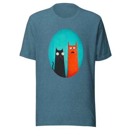 "Cat Portrait" - Unisex-T-Shirt - Heather Deep Teal