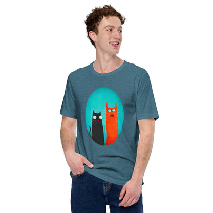 "Cat Portrait" - Unisex-T-Shirt - Heather Deep Teal