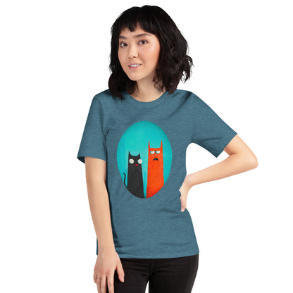 "Cat Portrait" - Unisex-T-Shirt - Heather Deep Teal