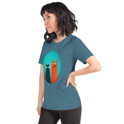 "Cat Portrait" - Unisex-T-Shirt - Heather Deep Teal