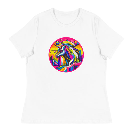 "Unicorn" #1  - Lockeres Damen-T-Shirt- Weiß