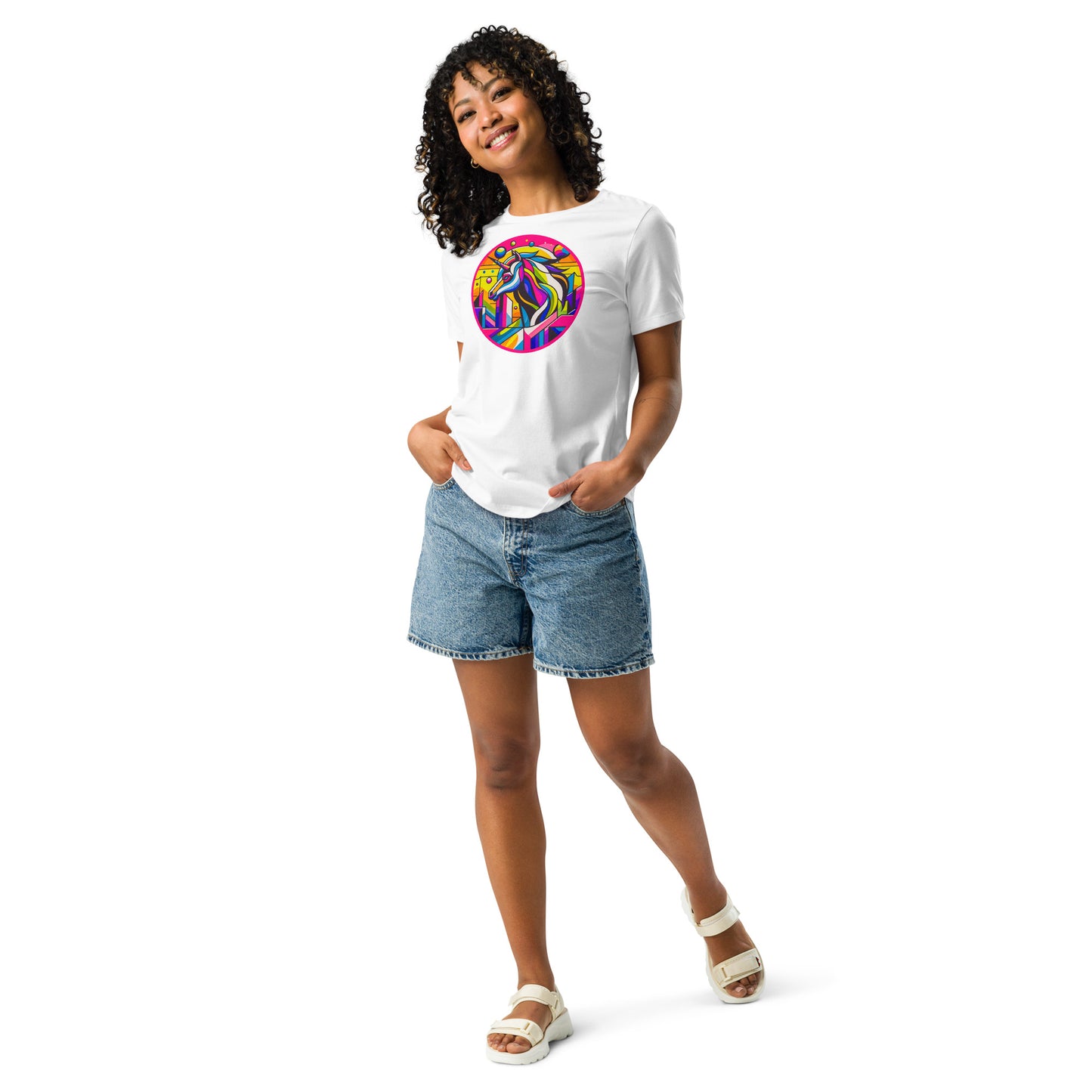 "Unicorn" #1  - Lockeres Damen-T-Shirt- Weiß